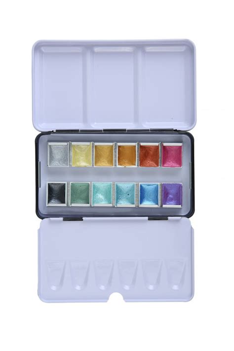 htconline.in| Brustro Metallic Watercolour Half Pan Set Of 12 ...