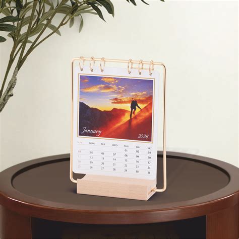 Wooden with Metal Body Table Calendar