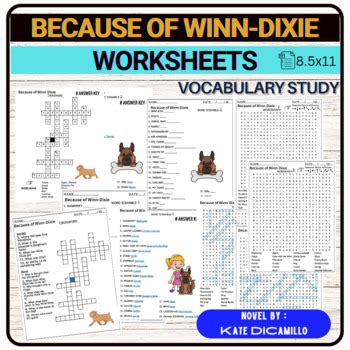 Because of Winn-Dixie Worksheets Word search-Word Scramble- Crossword # ...