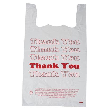 Large Plastic Thank You Bags (T-Shirt Bags) 18" x 8" x 30" - Case of ...