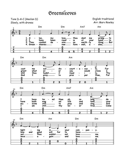 Greensleeves Sheet Music and Chords