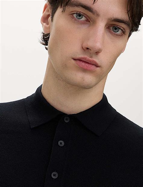 Buy Cotton Rich Textured Knitted Polo Shirt at Marks & Spencer