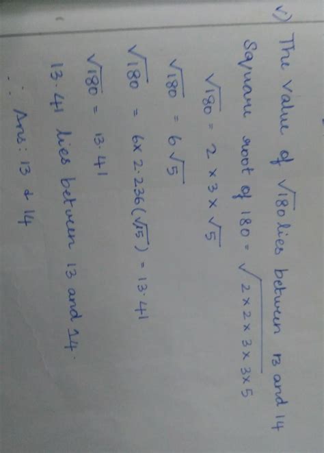 The value square root of 180 lies b/w integers - Brainly.in