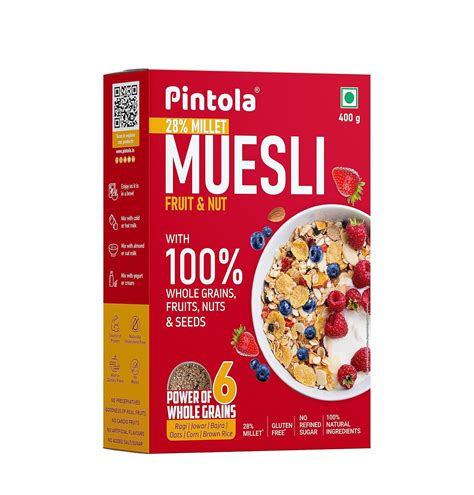 Pintola Fruit & Nut Muesli with 28% Millet & 68% Wholegrains (400g ...
