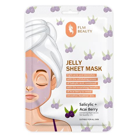 Buy FLM Beauty 0.2% Salicylic Acid & Acai Berry Jelly Sheet Mask ...