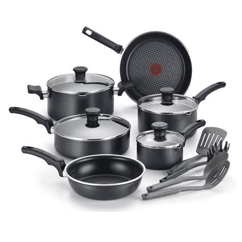 Buy T-fal Cook & Strain Nonstick Cookware Set, 14 piece Set, Black ...