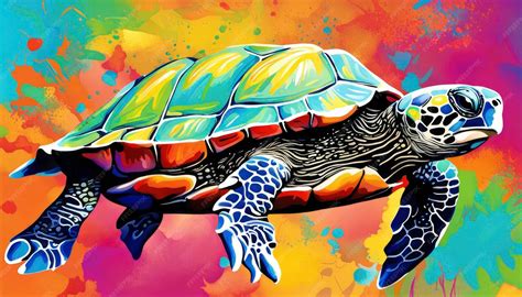 Premium AI Image | Colorful Sea Turtle modern pop art style