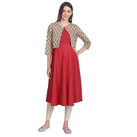 Buy QUASIZ Maternity Feeding Kurtis for Women-100% Pure Cotton with Zip ...