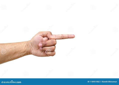 Left Hand Index Finger Pointing To the Right Gesture on Isolated on ...