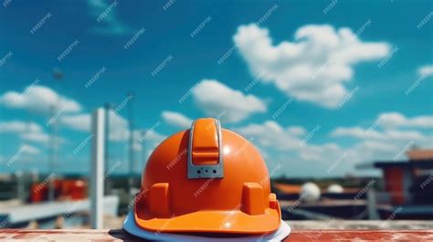 Construction concepts White or Yellow safety helmets blueprints on the ...