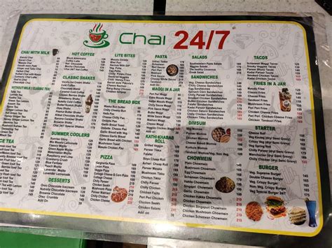 Menu at chai 24/7, New Delhi