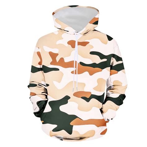 Oalirro Your Fashion A1 Series Mens Long Sleeve Camouflage Hoodie Pullover Khaki,L - Walmart.com