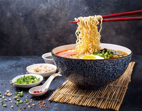 Traditional Japanese Ramen in Ceramic Bowl with Chopsticks Stock Image ...
