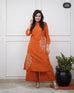 Rust Embroidered Cotton Kurti Pant Set with 3/4 Sleeves – Sukriti Store