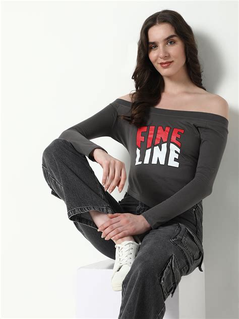 SHOWOFF Women's Graphic Grey T Shirt