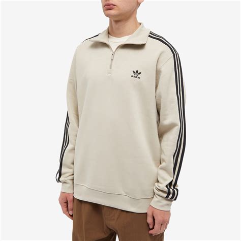 Adidas 3 Stripe Half-Zip Sweat Wonder Beige & Black | END. (AU)
