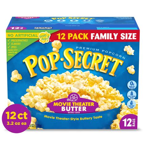Pop Secret Microwave Popcorn, Movie Theater Butter, Flavor, 3 oz ...