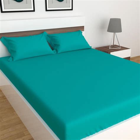 Buy Juniper Solid Teal Solid Double Bedsheet Set - 3Pcs from Home ...