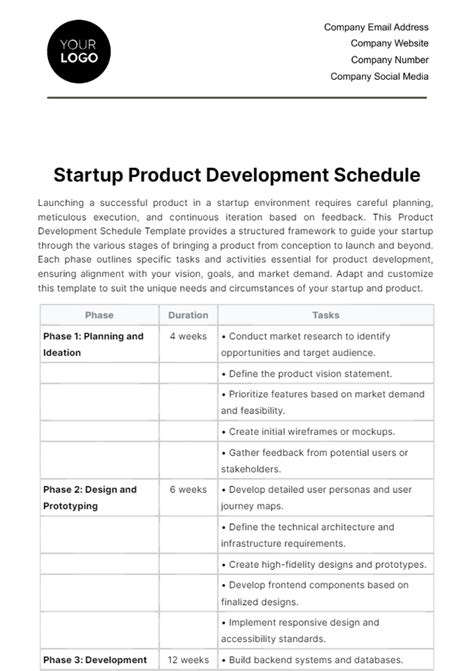 Example of Project Development Schedule 的图像结果