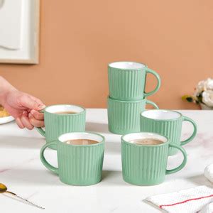 Nestasia Pack of 6 Ceramic Cresta Ceramic Coffee Cup Set Of 6 300ml ...