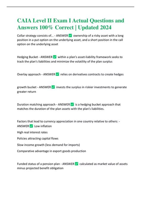 CAIA Level II Exam I Actual Questions and Answers 100% Correct ...
