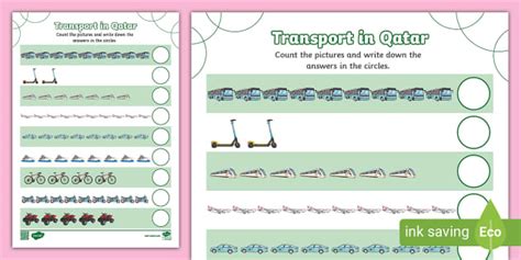 Qatar Transport Counting Worksheet