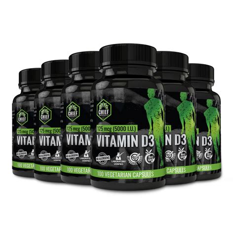 Vitamin D3 125mcg (5000 IU) 100 Veg Caps (6-Pack) – Chief Originals