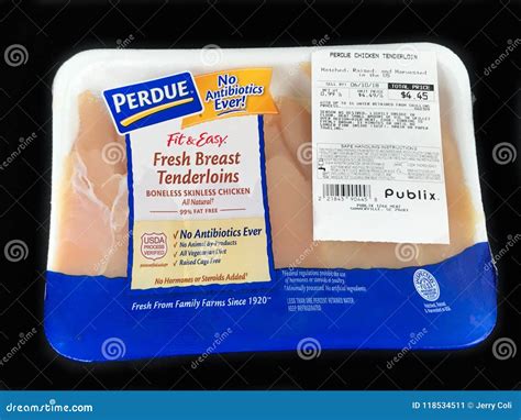 Package of Perdue Fit & Easy Fresh Breast Tenderloins Chicken Editorial ...