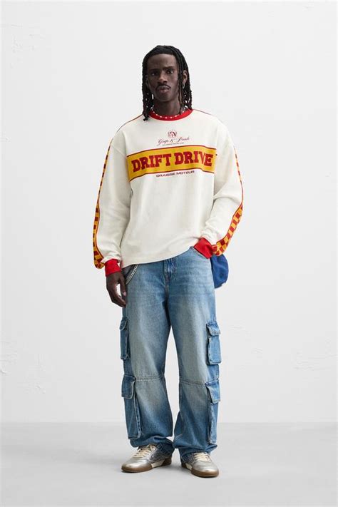 RACING PRINT STRUCTURE SWEATSHIRT - Oyster-white | ZARA India