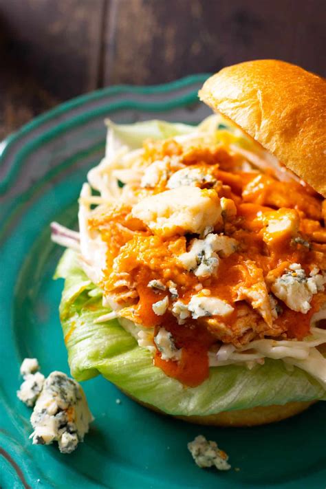 Buffalo Chicken Sandwich with Blue Cheese Coleslaw - always use butter