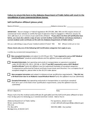 2012 Form AL DPS Self-Certification Affidavit Fill Online, Printable ...