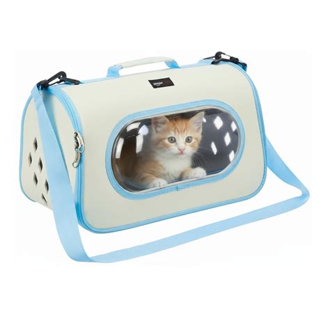 Amazon Basics Premium Duffel Tote Pet Carrier | Blue | Breathable Pet ...