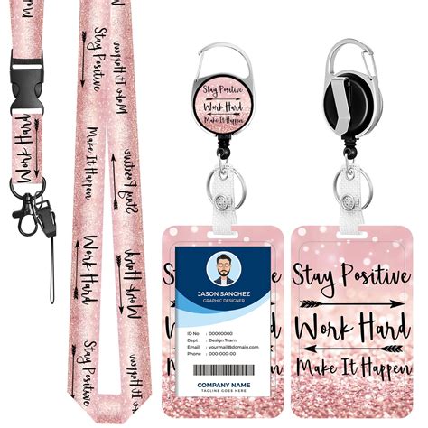 Detachable Lanyards for Id Badges Holder, Retractable, Carabiner Clip, Nurse Teacher Office ...