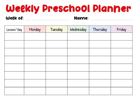 Blank Preschool Lesson Plan Template - Sarseh.com