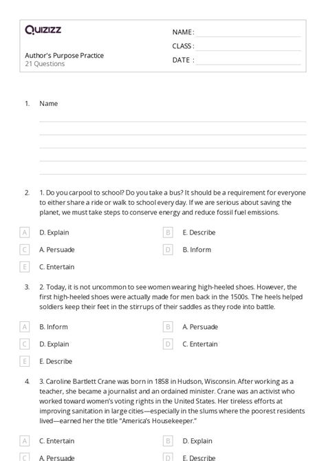 50+ Identifying the Author's Purpose worksheets for Kindergarten on ...