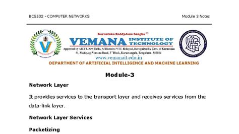 BCS502 COMPUTER NETWORKS Module 3: Network Layer Overview - Studocu
