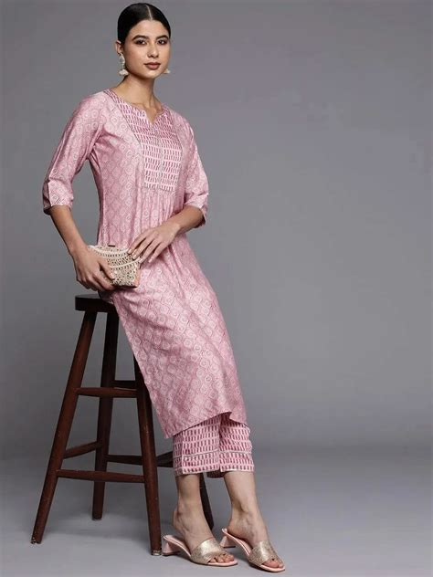 Buy Pink Printed Silk Straight Kurta Online at Rs.474 | Libas