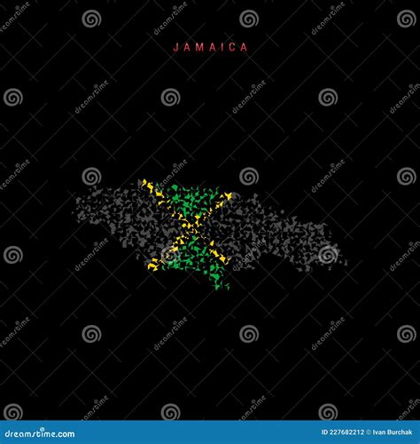 Jamaica Flag Map, Chaotic Particles Pattern in the Jamaican Flag Colors ...