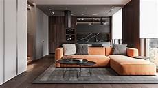 Penthouse Interior Design With Orange Accents by Penthouse Interior Design With Orange Accents Penthouse Interior Design With Orange Accents