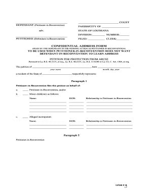 CONFIDENTIAL ADDRESS FORM - The Louisiana Supreme Court - Lasc - Fill ...