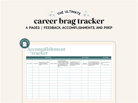 Brag Sheet Spreadsheet Google Sheets Accomplishment Tracker Career ...