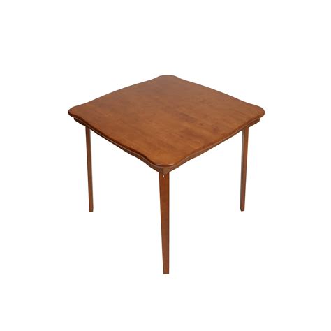 MECO STAKMORE Scalloped Edge Folding Card Table Cherry Finish: Buy ...