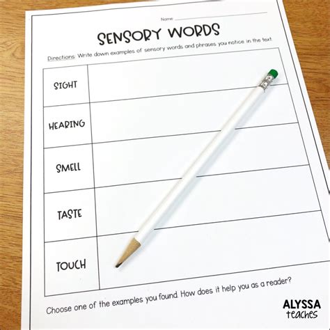 Teaching Students to Identify Sensory Words – Alyssa Teaches