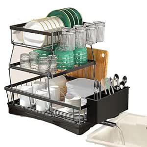 YHK Over Sink Dish Drying Rack Adjustable Large Dish Drainer for ...