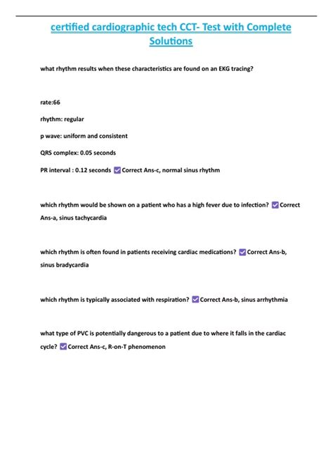 certified cardiographic tech CCT- Test with Complete Solutions - CCT ...