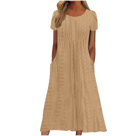 Edvintorg Casual Summer Dresses for Women Fashion Solid Color V-Neck ...