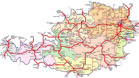 austria train map large | Train map, Austria map, Map