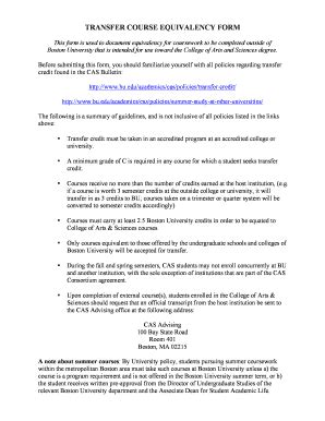 Fillable Online TRANSFER COURSE EQUIVALENCY FORM Fax Email Print ...