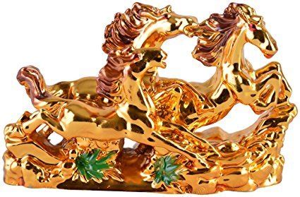 Buy Odishabazaar Vastu Feng Shui Charmed Golden Victory Three Horse ...