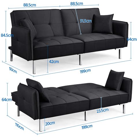 Yaheetech Fabric Sofa Bed 3 Seater Click Clack Sofa Bed Modern ...